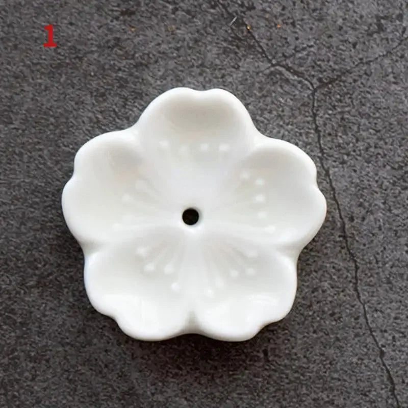 Cherry Blossom Incense Burner Home Ceramic Decor Stick Holder Aromatherapy Censer Office Teahouse Ornament