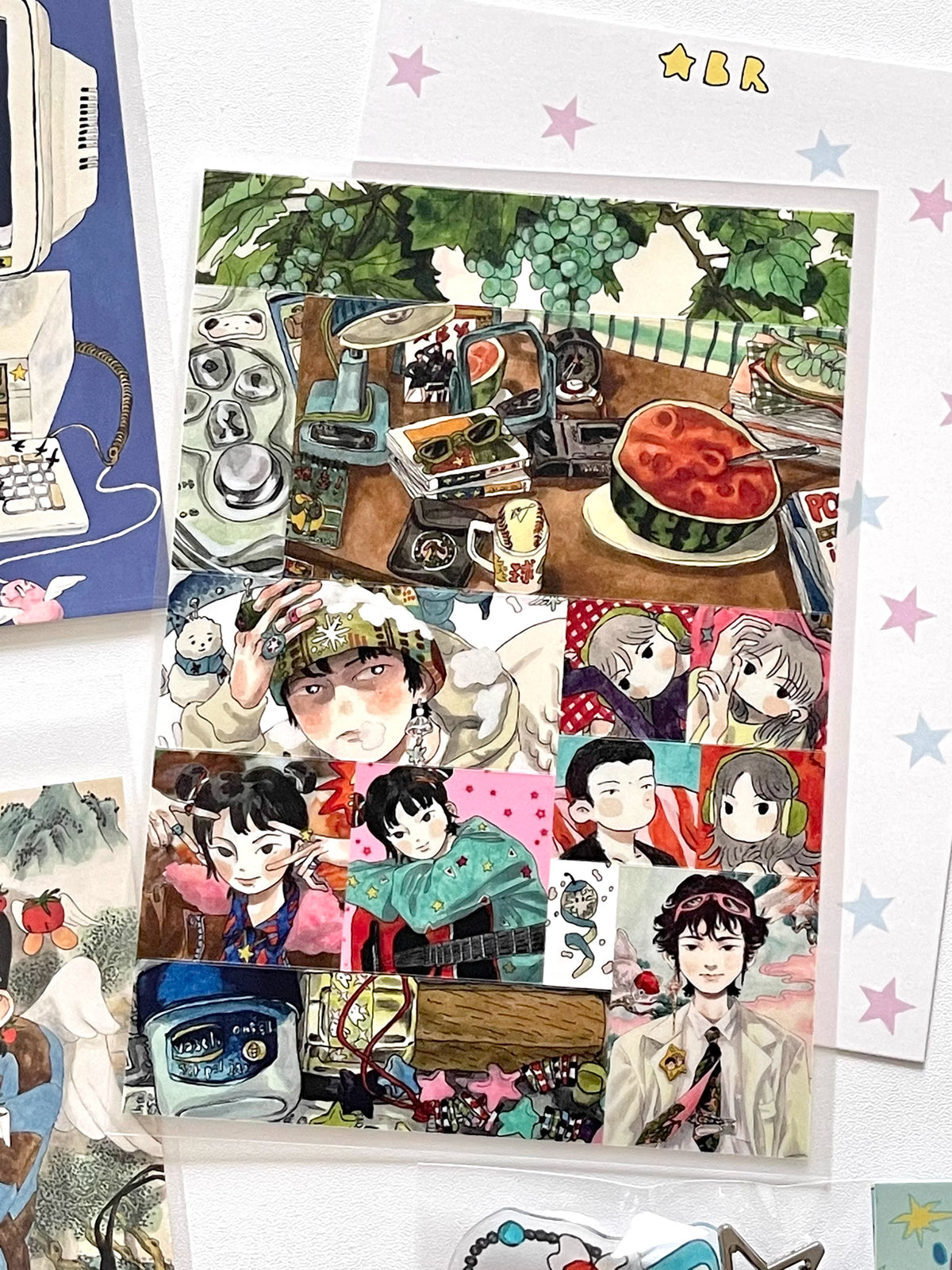Exquisite Hand-Drawn Dreamcore Stickers Retro Comic Character Design, Rare Craft Materials for Scrapbooking & DIY Art - 3