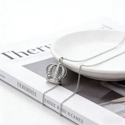 Elegant Crown Pendant Necklace Large Clavicle Chain Sweater Chain Fashion Jewelry Accessory Multiple Colors for Women Girls G