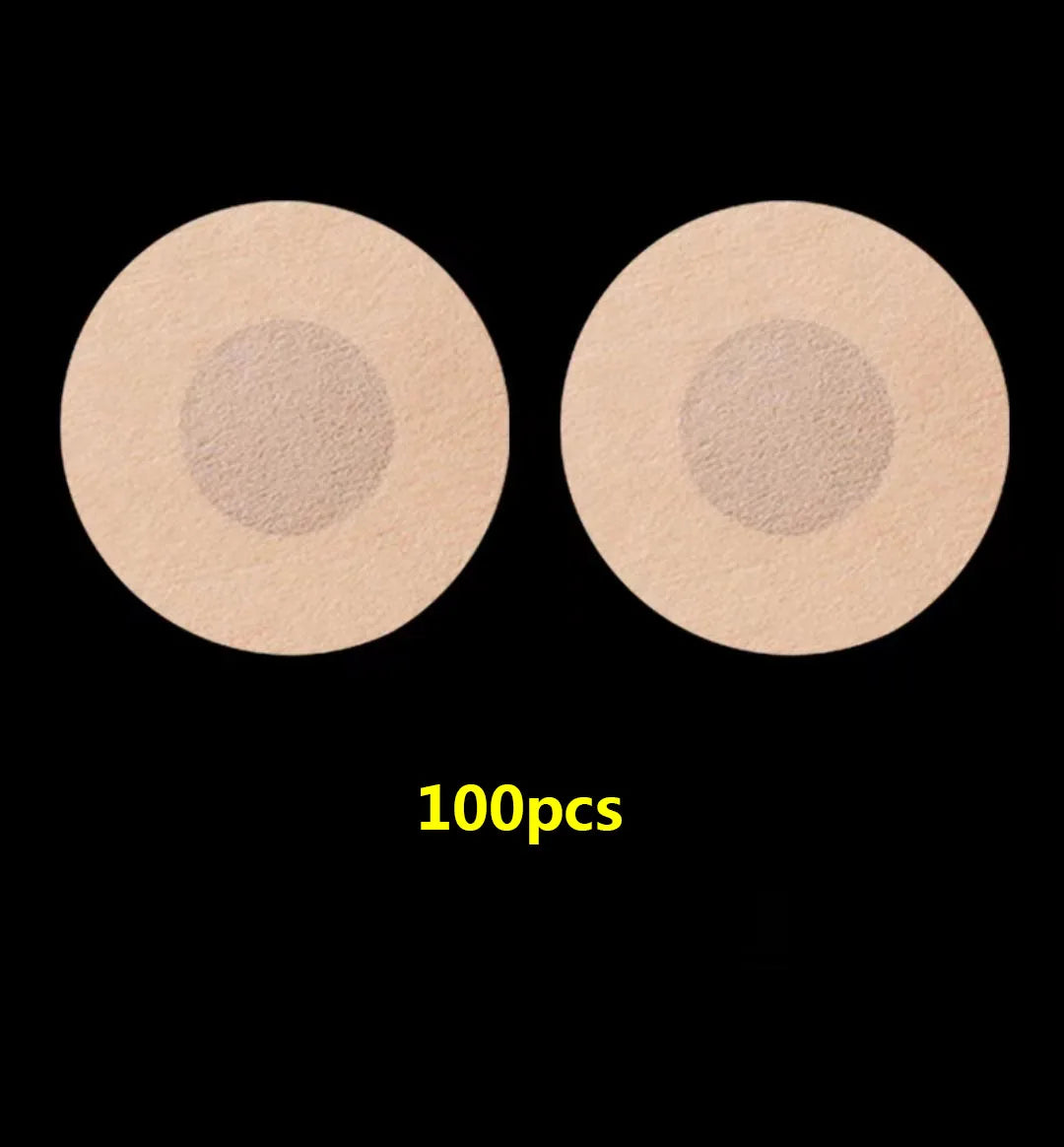 100Pcs Nipple Sticker Disposable Invisible Chest Sticker Non-woven Bra Breast Patch Bra-less Pasties Pad Nipple Cover Sticker
