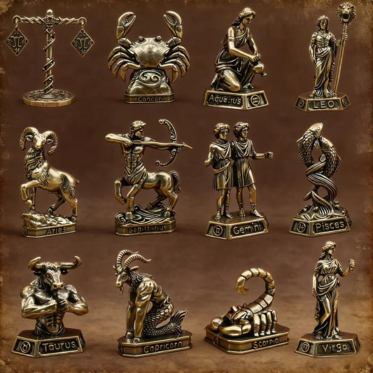 Handmade Brass Zodiac Signs - Vintage Constellation Statues, Home/Office Decor Collectibles
