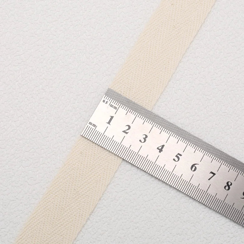 5yards 10/15/20/25/30/40/50mm Cotton Herringbone Webbing Tape Beige/White/Black High Tenacity Twill Binding Ribbon For Garmen