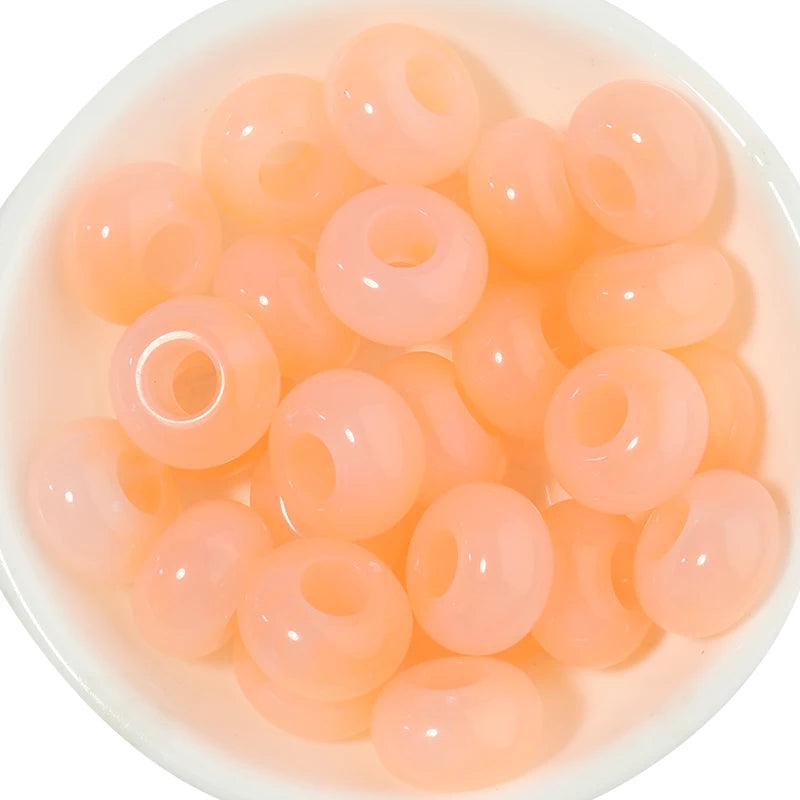 50pcs/lot Colorful Round Acrylic Beads Big Hole Loose Spacer Beads For Jewelry Making DIY Necklaces Bracelets Accessories - o