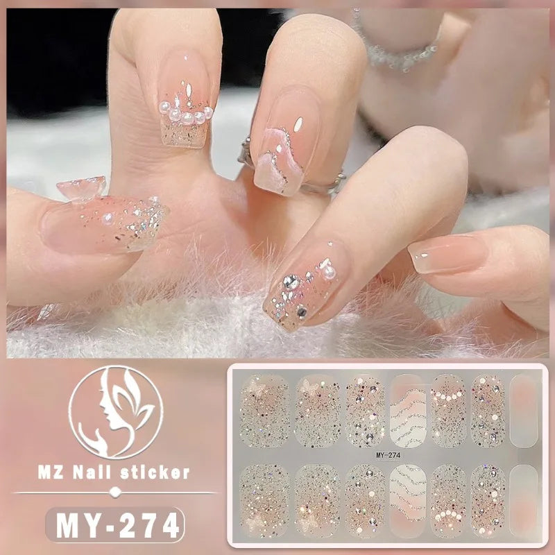 Nail Sticker Full Cover Waterproof Nail Art Manicure Decoration Sweet DIY Nail Decail Rhinestones Self Adhesive Manicure INS 