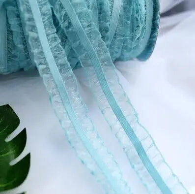 5 Yards Pleated Stretch Lace Trims Ribbons Ruffled Elastic Band Baby Hairband Belt Shoes Decorative Tapes DIY Craft Supplies 