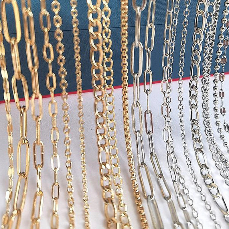 No Fade 2Meters Stainless Steel Chains for Jewelry Making DIY Necklace Bracelet Accessories Gold Chain Lips Beads Beaded Chai