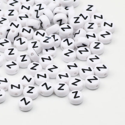 50/100pcs/lot 7x4mm White Round A-Z Alphabet Letter Acrylic Loose Spacer Beads for Jewelry Making Diy Bracelet Accessories