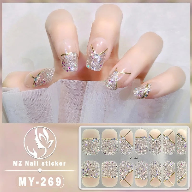 Nail Sticker Full Cover Waterproof Nail Art Manicure Decoration Sweet DIY Nail Decail Rhinestones Self Adhesive Manicure INS 