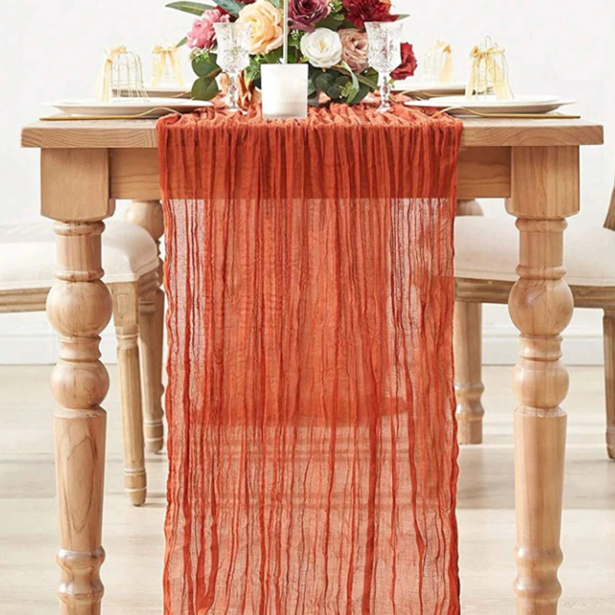 Semi-Sheer Gauze Table Runner Sage Cheesecloth Table Setting Dining Vintage Wedding Decoration Banquets Arches Retro Boho Dec