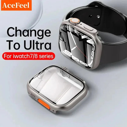 Glass+Case for Apple Watch 46mm 44mm 45mm 41mm 40mm 38mm 42mm Screen Protector Change Ultra Bumper iWatch Series 10 9 8 7 SE 