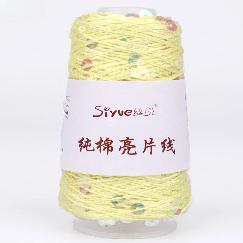 Crochet Sequin Yarn, 100g Cotton Thread, Hand Woven Yarn for DIY Accessories, Knitting Yarn for Fashion Projects, Unique Birt