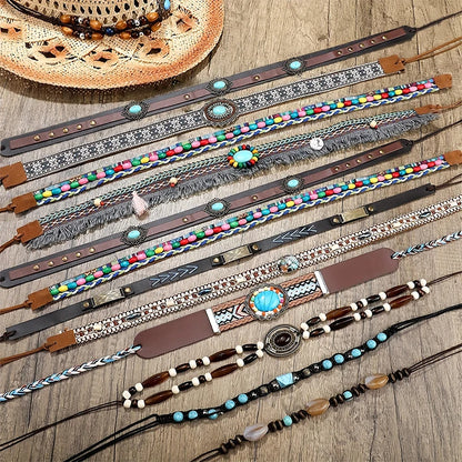 Hat Accessories Ethnic Style Hat Decorative Ribbon Rope DIY Cowboy Hat Lace-up Headband Men's Women's Hat Bands Fashion Decor