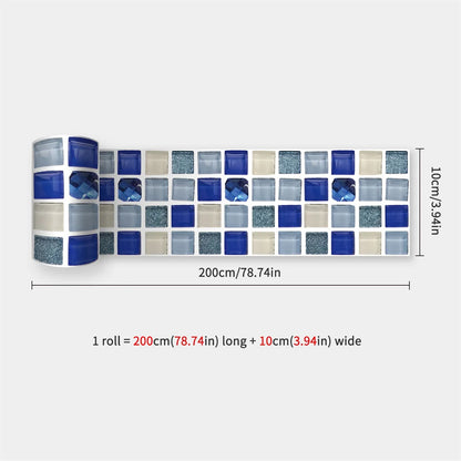 Mosaic Bathroom Waist Line Wall Stickers Waterproof Peel & Stick Art Backsplash Kitchen Office Skirting Line Decor Wallpaper 
