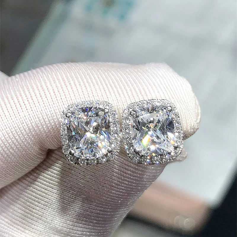 CAOSHI Luxury Women's Stud Earrings for Party Dazzling Pink/White/Yellow Zirconia Accessories Exquisite Design Jewelry Chic G