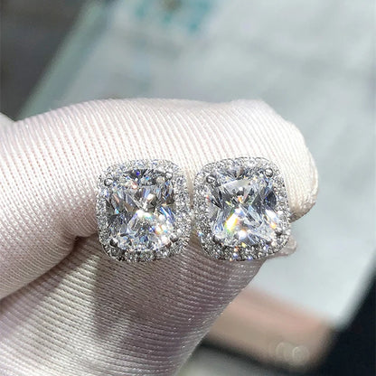 CAOSHI Luxury Women's Stud Earrings for Party Dazzling Pink/White/Yellow Zirconia Accessories Exquisite Design Jewelry Chic G