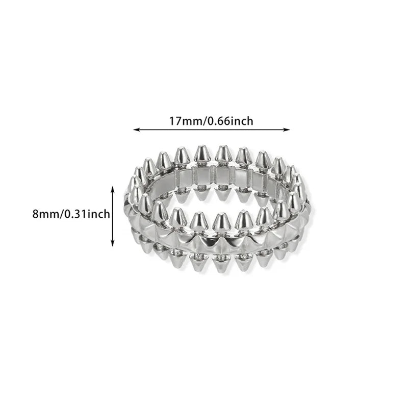 Stainless Steel Vintage Bullet Rings for Women Gold Color Geometric Rings Boho Jewelry Hip Hop Party Wedding Jewelry Gifts - 