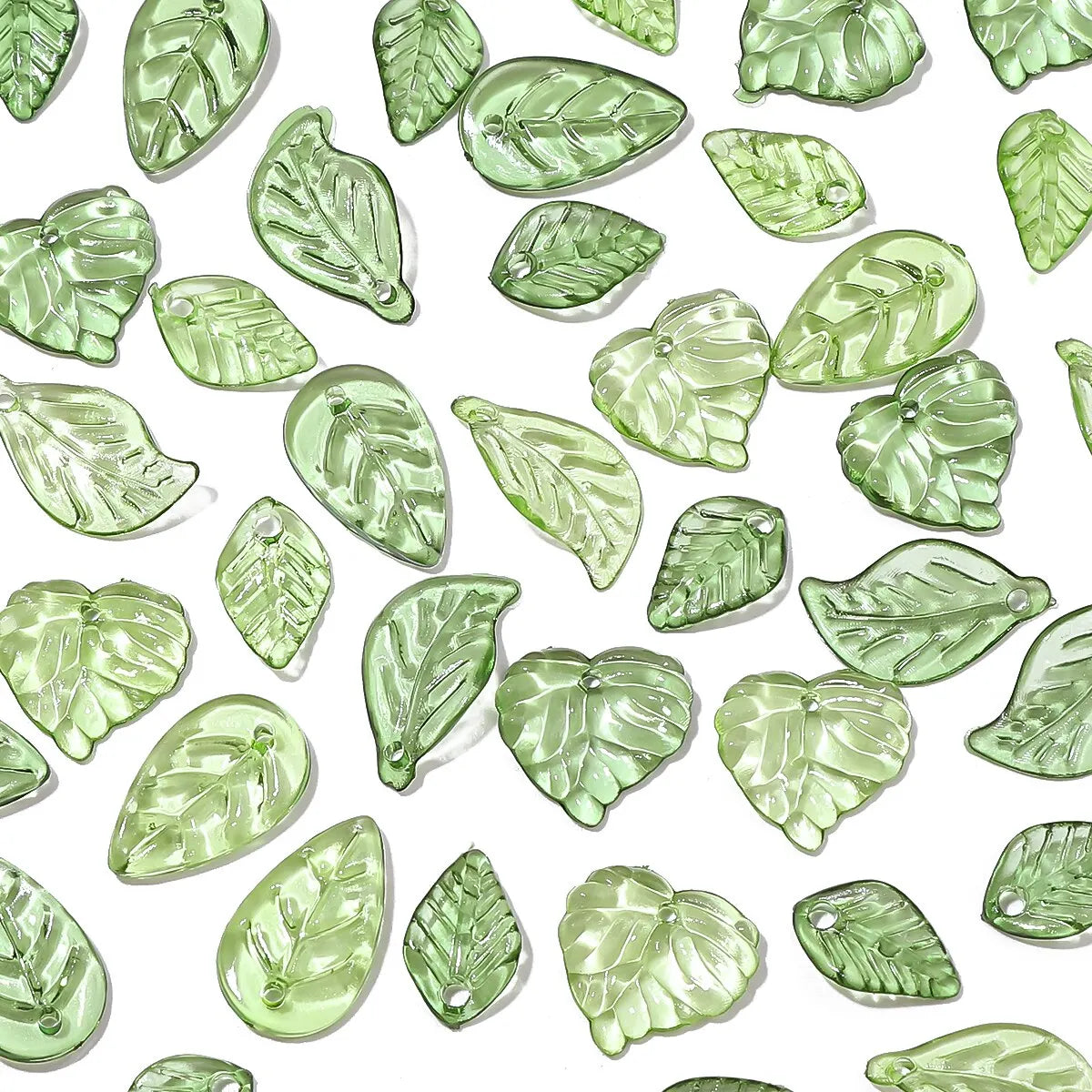 100pcs Acrylic Mini Small Tree Leaf Hand Beaded DIY Handmade Necklace Earrings Loose Bead Separated Bead Jewelry Accessory Ma