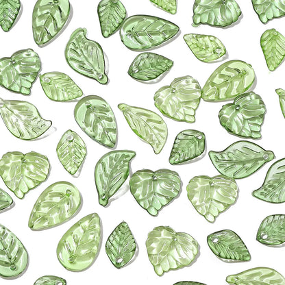 100pcs Acrylic Mini Small Tree Leaf Hand Beaded DIY Handmade Necklace Earrings Loose Bead Separated Bead Jewelry Accessory Ma