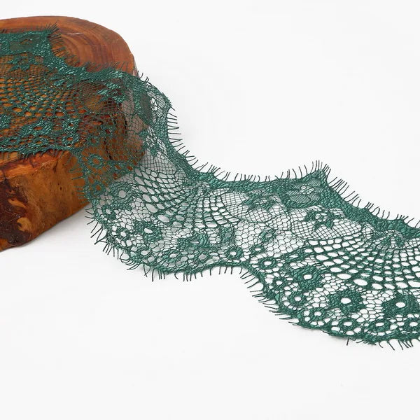 14 colors (3 yards / roll) Embroidered Lace Net Ribbon Fabric Trim DIY Sewing Handmade Craft Materials - Grass green