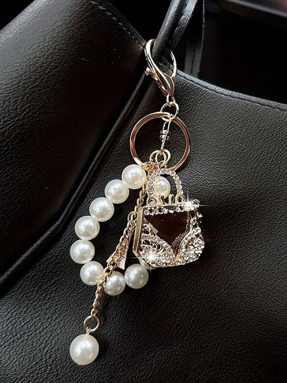 Korean Pearl Beads Diamond Studded Key Chain Advanced Exquisite Bag Pendant Holiday Gifts ﻿ ﻿