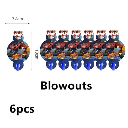 Blaze Monster Balloons Machines Race Car Happy Birthday Banner Party Decoration Cake Topper Disposable Tableware Background B