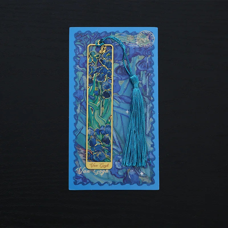 1 Pcs Lytwtw's Creative Metal Book Mark Vintage Oil Painting Bookmark Office School Supplies Funny Gift Stationery Items - H