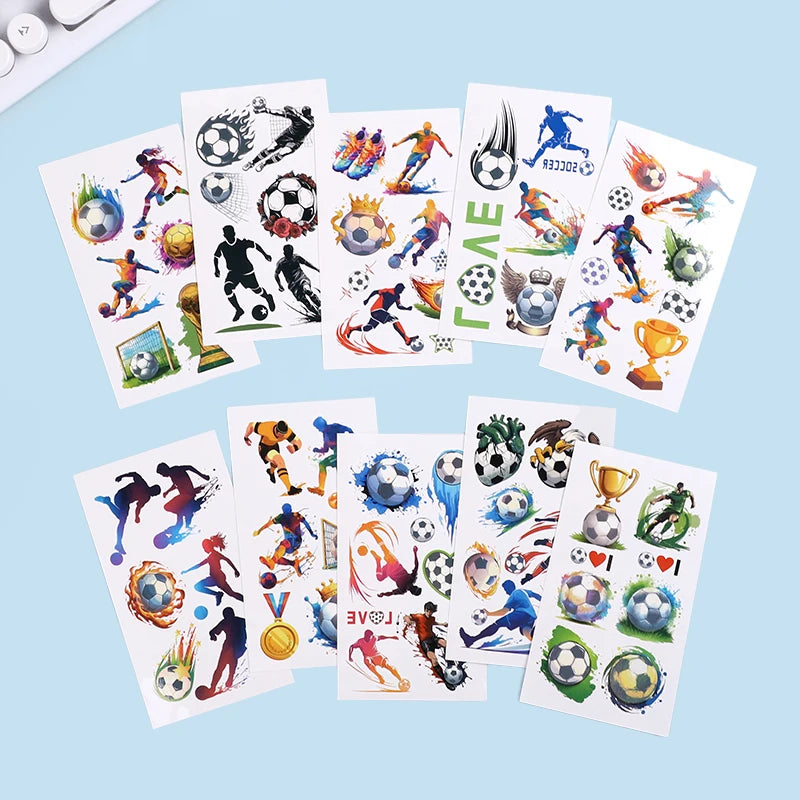 10pcs Soccer Temporary Tattoo Stickers Kids Boys Birthday Party Favors Sport Football Party Decoration Pinata Fillers Toy Gif
