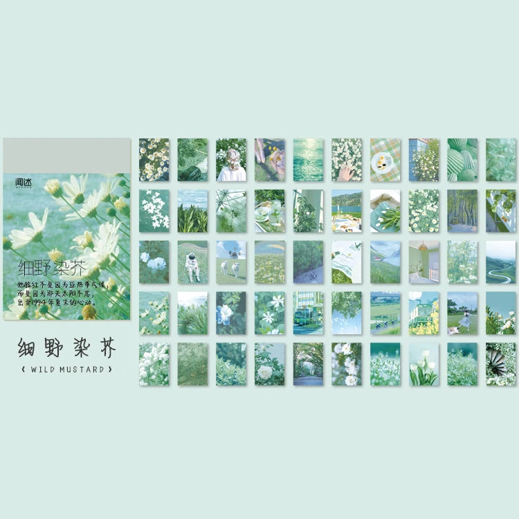 Yoofun 50 Sheets Natural Scenery&Art Paintings Stationery Stickers Book Aesthetic Landscape Cute Scrapbooking Planner Journal