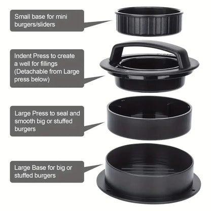 Burger Press Mold & Patty Press Maker -3 in 1 Stuffed Hamburger Patty Maker Perfect for Beef, Chicken Patties - Kitchen Press