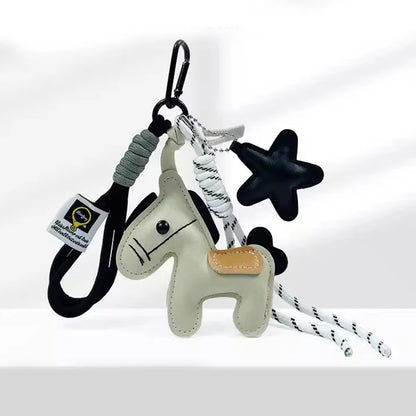 Vintage Style Horse Bag Pendant PU Leather Lightweight Design Horse Hanging Rope Rope Attachment Cartoon Design