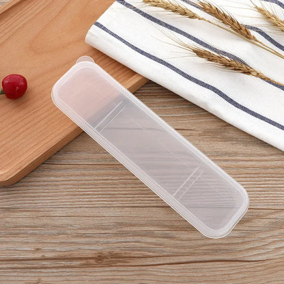 Tableware Box Portable Tableware Box Spoon Fork Storage Box Spoon, Fork, Chopsticks, Straw, Makeup Brush Storage Box - Clear