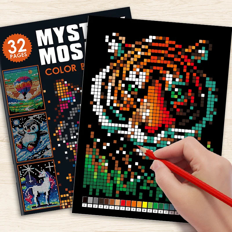 Digital Coloring Book, Patterns of 32 Animals and Interesting Things Complete Coloring with Corresponding Numbers Drawing Boo