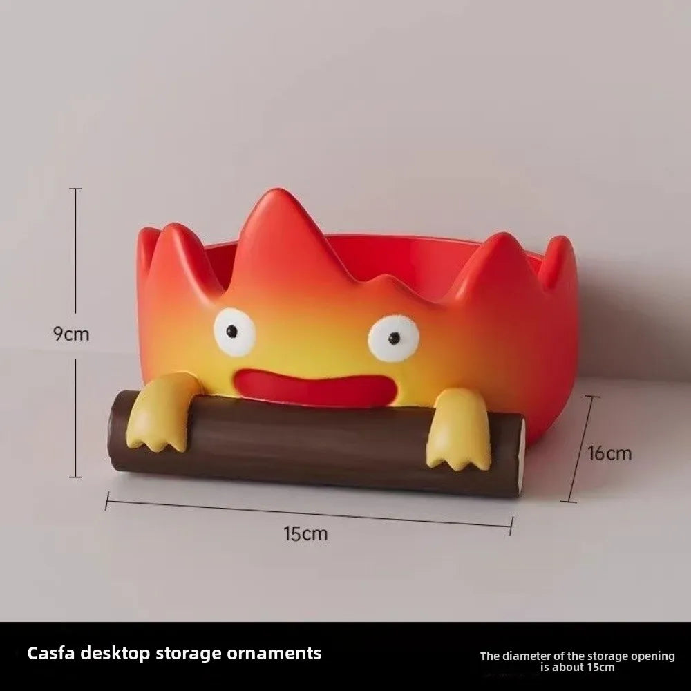 Resin Cartoon Calcifer Key Holder Cute Entryway Decor Creative Flame Statue Living Room Gift Home Ornament