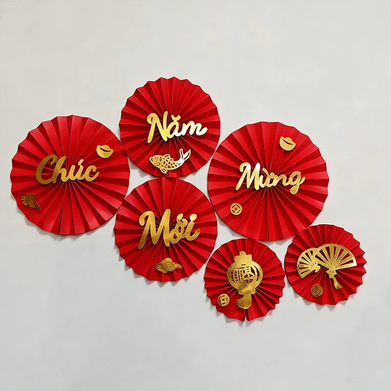 Vietnamese Spring Festival Decorations Paper Flowers Hanging Ornament 2026 New Year Home Decoraitons Room Wall Decor - S32