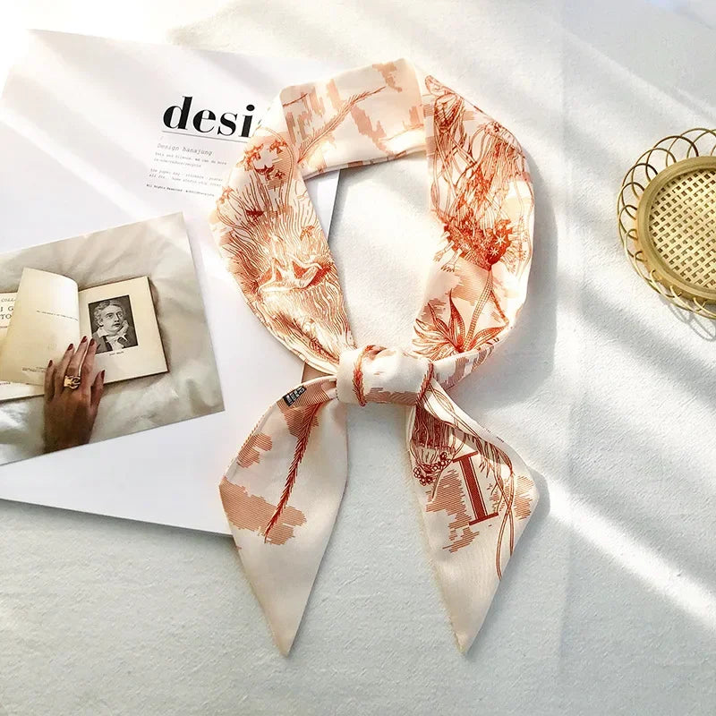 Super Beautiful Scarf 26 Letters Silk Scarf Headband Jungle Alphabet Print Bag Streamer Women Fashion Brand Design Silk Scarf