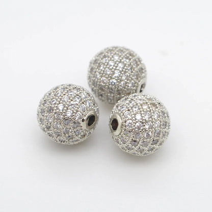 Beads for Jewelry Making Gold Silver Color Accessories Paved Zircon Spacer Bead String Beaded Diy Necklace Bracelet Chain Cha