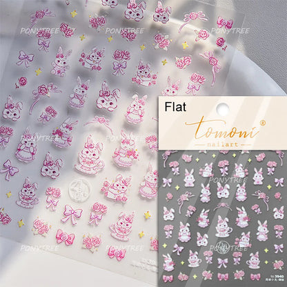 Sakura Pink Lip Print Rose Flower Butterfly Ice Cream Love Heart Bear Macaroon Balloon Candy Nail Art Stickers Manicure Decal