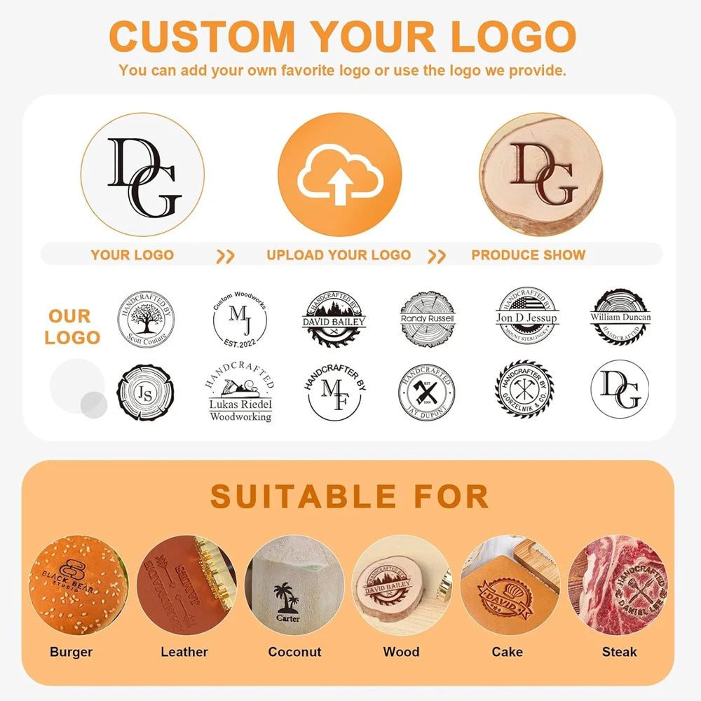 Customize Branding Iron Stamp Leather Stamp LOGO Personalized Heating Brass Embosser Seal Wood Cake Hamburger Craft Handmade 
