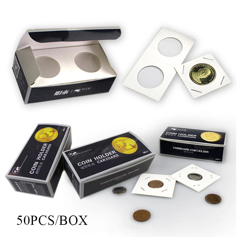 Coin Holders Stamp Holder Cover Square Cardboard Case Coin Supplies Storage Coin Album Collection Clip 12 Specifications Flip