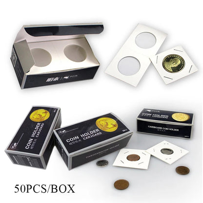 Coin Holders Stamp Holder Cover Square Cardboard Case Coin Supplies Storage Coin Album Collection Clip 12 Specifications Flip
