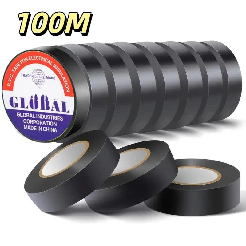 10/100M Black Flame Retardant Electrical Insulation Tape Strong Adhesive Wire Harness Tape for Electrical Wiring Waterproof T