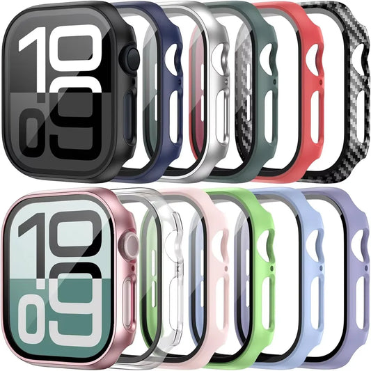 Tempered Glass+Case For Apple Watch 11 10 46mm 42mm Ultra 4 3 49mm Screen Protector Cover iWatch 9 8 7 6 SE 45mm 41mm 44mm Sh