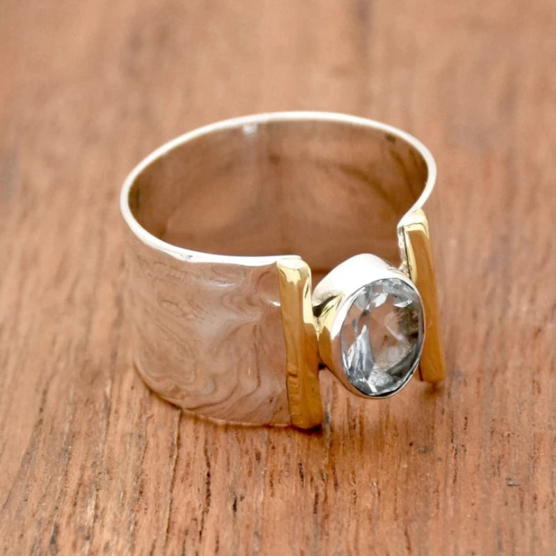 Vintage Trend Setting Zirconia Wide Face Geometric Women's Ring Niche Design Holiday Jewelry Accessories Gifts
