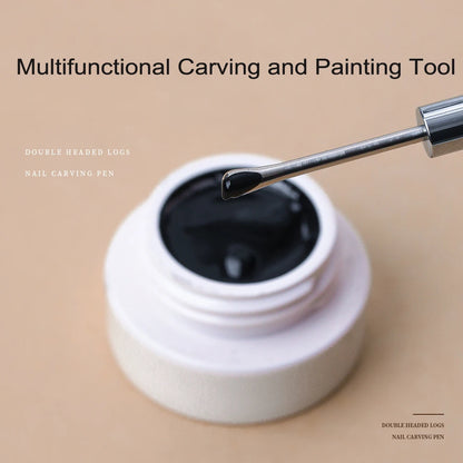 1Pcs Double-ended Nail Art Brush Silicone Carving/Painting Flower Nail Pen Gel Polish Glue Adjusting Embossing DIY Manicure T