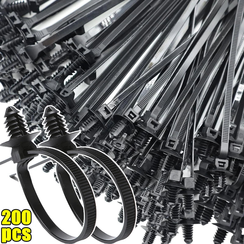 Push Mount Cable Ties Clip Self Locking Zip Tie for Car Automotive Wire Harness Nylon Straps Wire Cable Management Fastener