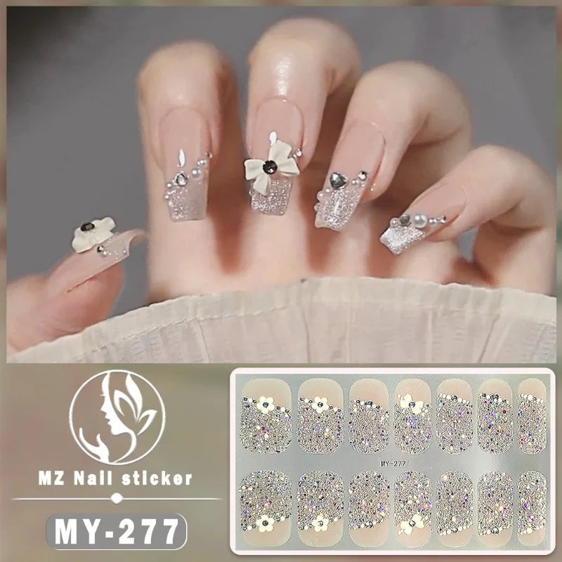 Nail Sticker Full Cover Waterproof Nail Art Manicure Decoration Sweet DIY Nail Decail Rhinestones Self Adhesive Manicure INS 
