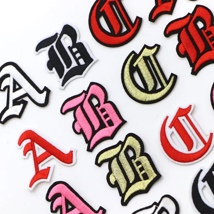 New 1PC Gothic Alphabet Embroidery Patches Iron On Letter Patch A-Z Patch Embroidered Patch Sew On Patches For Clothing Name 