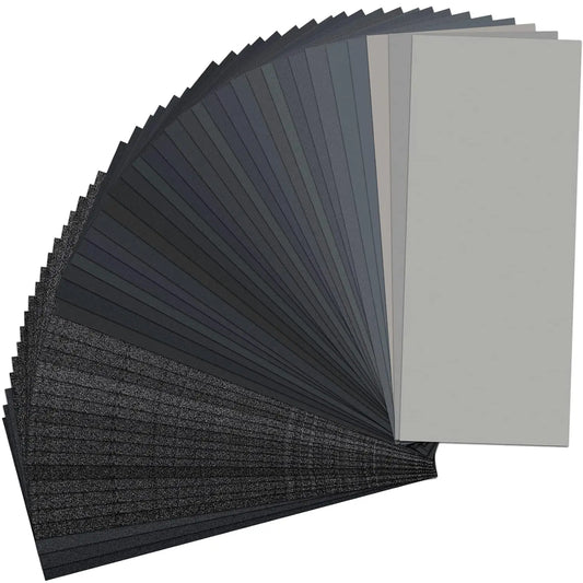 42-Piece Dry and Wet Sandpaper Set, Grits Ranging from 120 to 3000, 9X 3.6inch Inches, Suitable for Car Polishing, Wood Furni