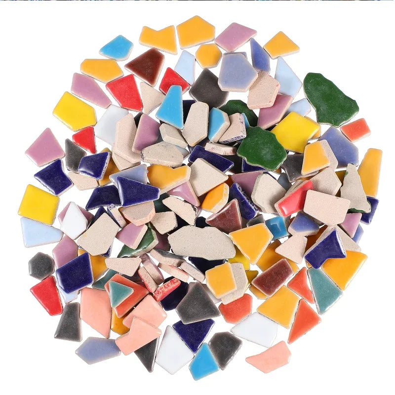 100g Porcelain Mosaic Tiles DIY Craft Ceramic Tile Mosaic Making Materials hobby pieces bulk - 9 colors mixed