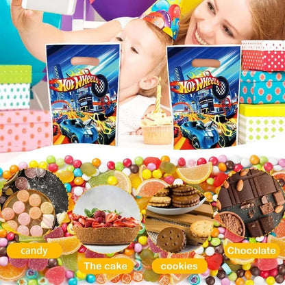 Party Favor Gift Bags - 20Pcs Plastic Candy Bags for Themed Birthday Party Supplies Hot Wheel Party